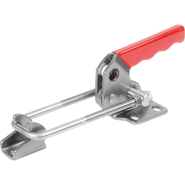 Kipp Latch-Action Clamp Horizontal With Fixed Jaw L1=56, 3, Stainless Steel Bright, Comp:Plastic Comp:Red K1260.17000 - main